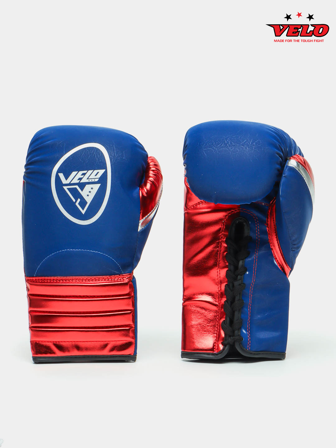 Перчатки боксерские на шнуровке VELO BO-1348 8-14 унций Синий-8 — фото 1
