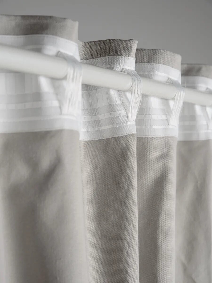 Шторы для гостиной 145х300 2 шт YERRNA, 100% хлопок, рогожка, светло-серый, шторы для спальни — фото 1