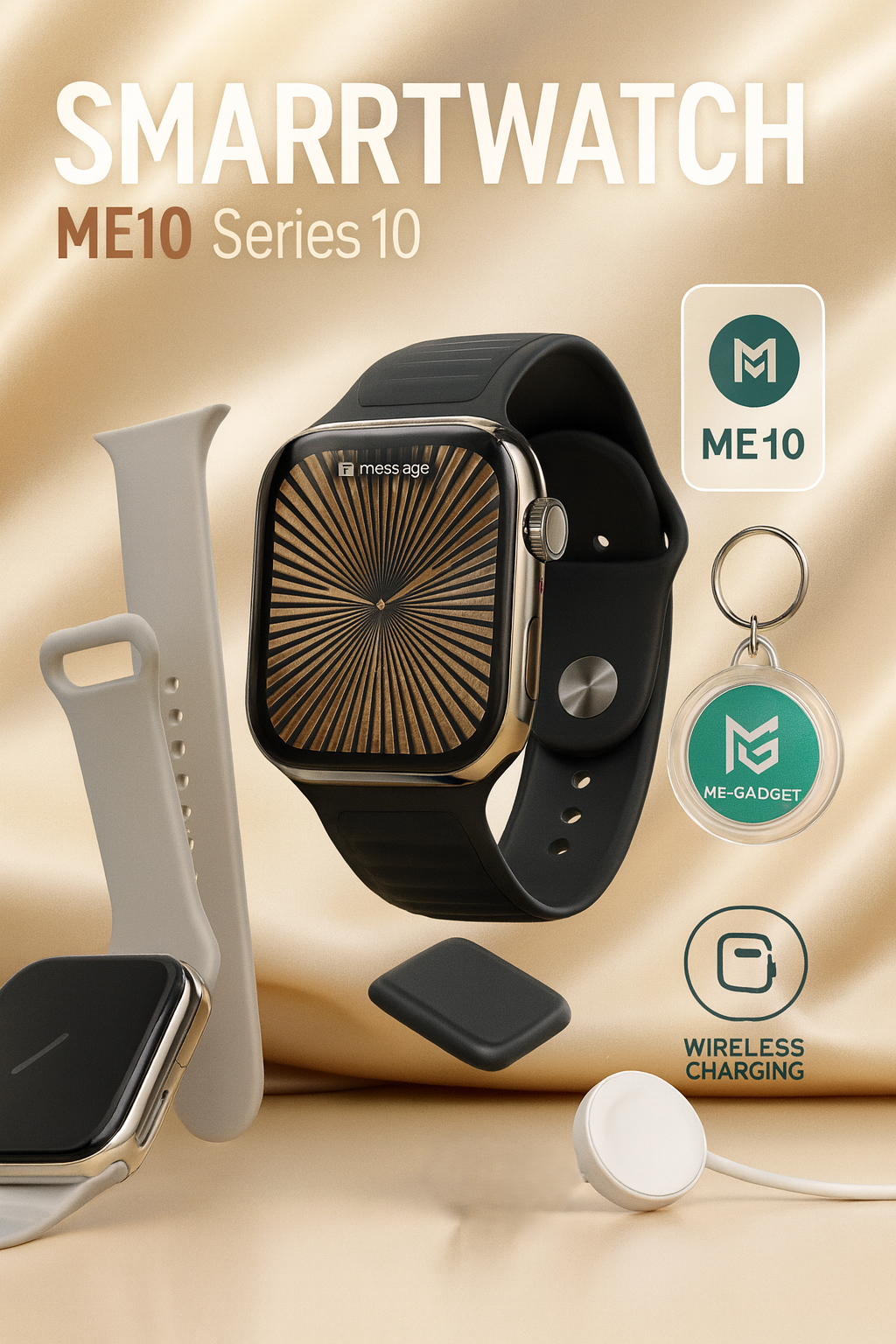 Умные смарт-часы WATCH ME10, фитнес-трекер, c Bluetooth, черный цвет, для Android и iOS, с мониторингом пульса