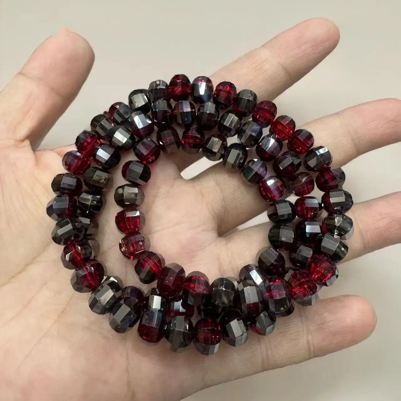 Набор бусин 50-100 штук Бордовый 8mm 50pcs