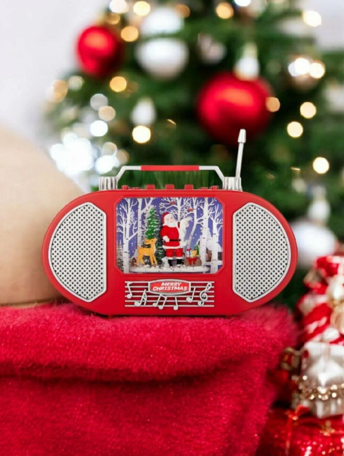 Ночник музыкальный новогодний светильник со снегом 2025 Новогодний музыкальный фонарь со снегом