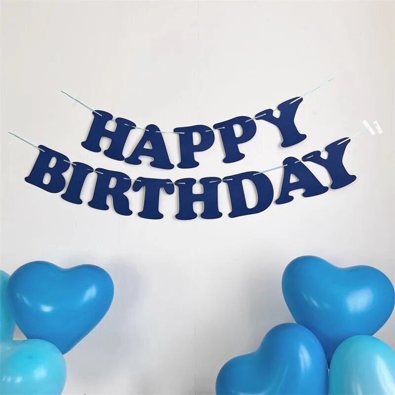 Баннер "С Днем Рождения" темно-синий, Birthday Flag7