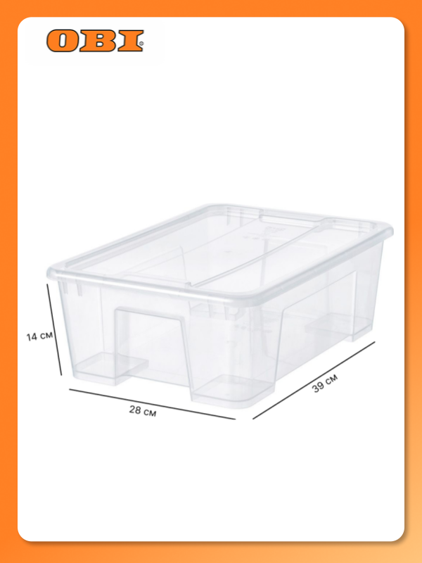 Контейнер икеа пластик прозрачный без крышки 11л 39x14x28см