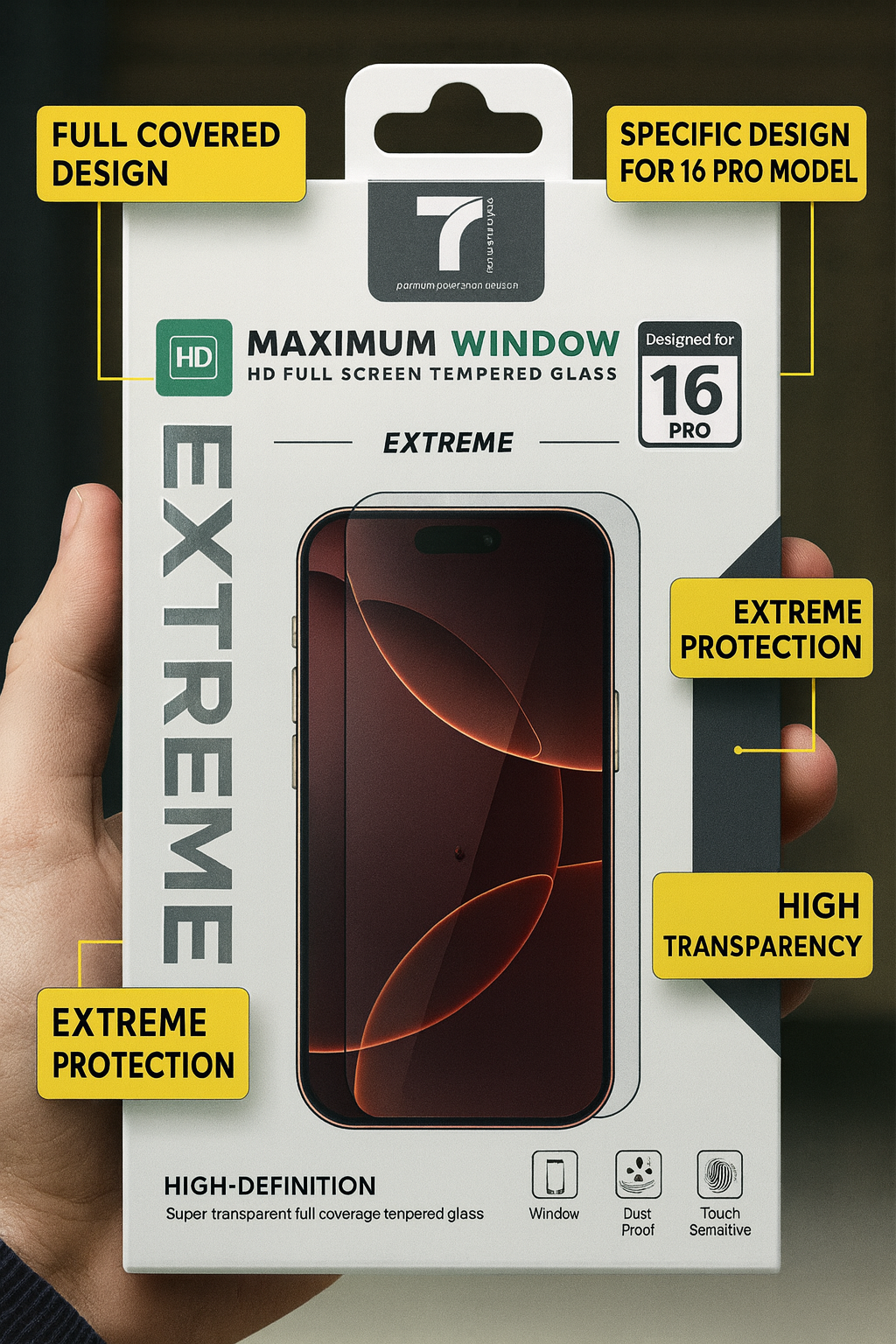 Защитное стекло 7MILLIARD Crystal HD Tempered, для iPhone 16 Pro, сапфир, гидрогель