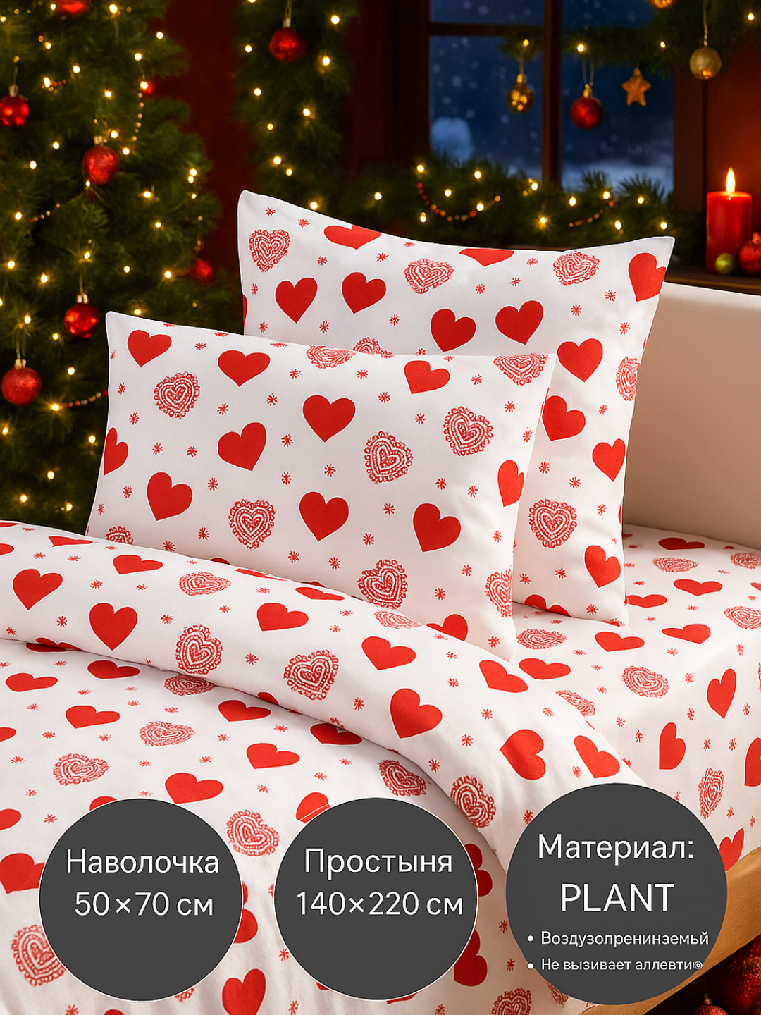 Постельное белье, 140x220 см, комплект, с простынью и наволочкой — фото 1