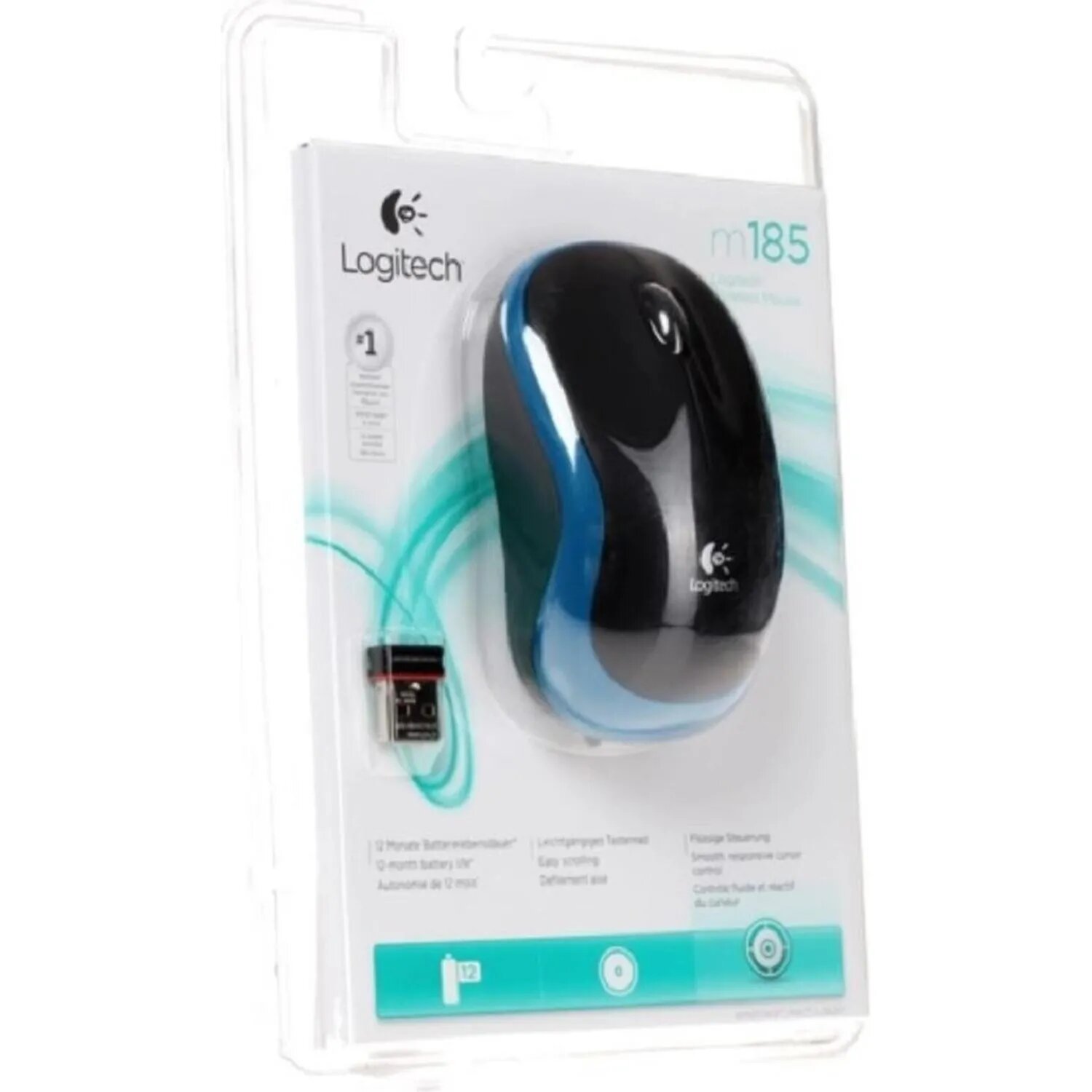 Мышь компьютерная Logitech USB OPTICAL CORDL. M185 BLUE Logitech — фото 1