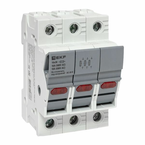 Предохранитель-разъединитель DF 10х38 3п (тип ПВЦ), EKF DF103-E (1 шт.)