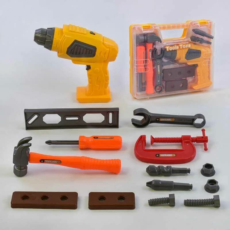 Детский набор инструментов с вращающейся дрелью чемоданчике с ручкой — фото 1