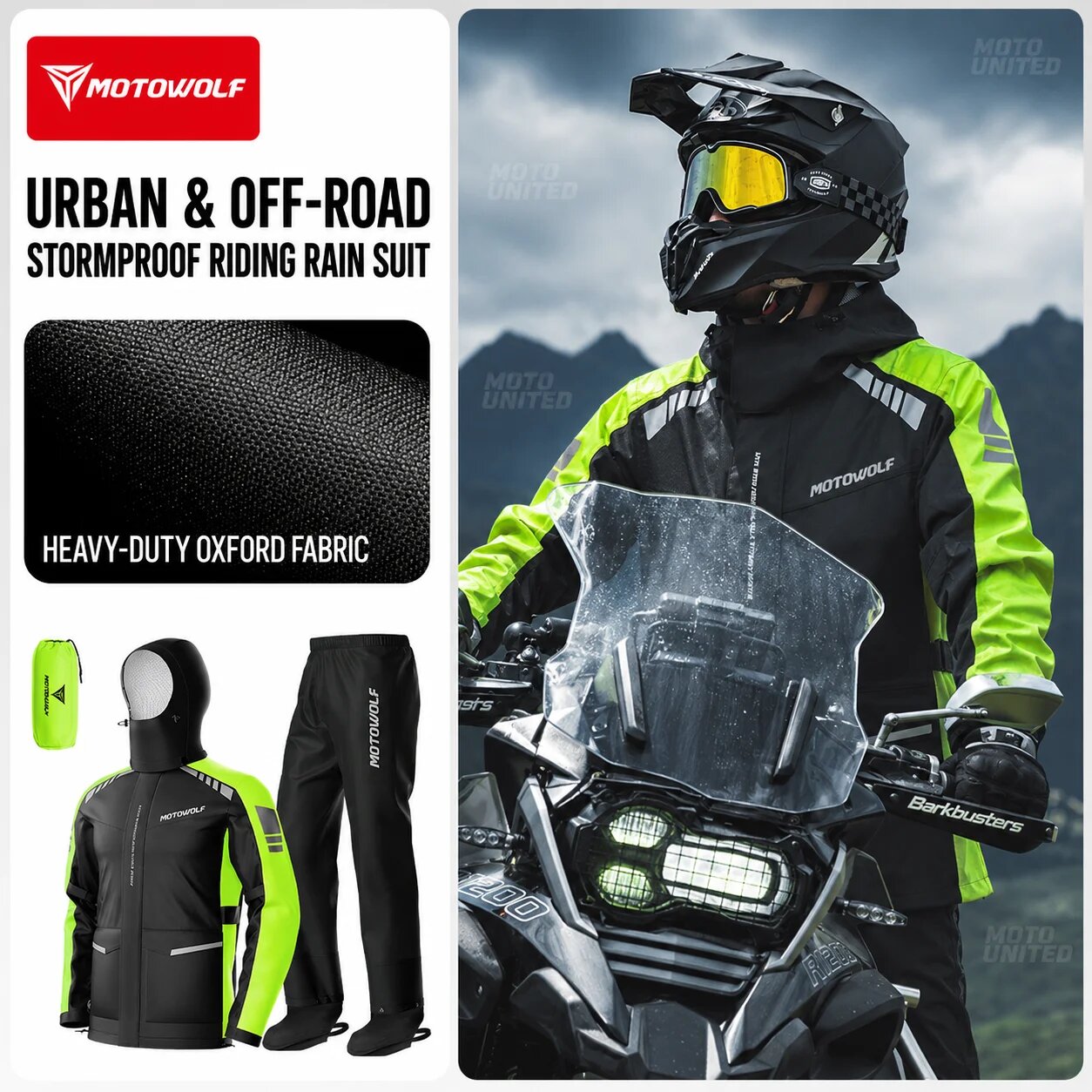 Motowolf дождевик Urban & Off-Road, зеленый