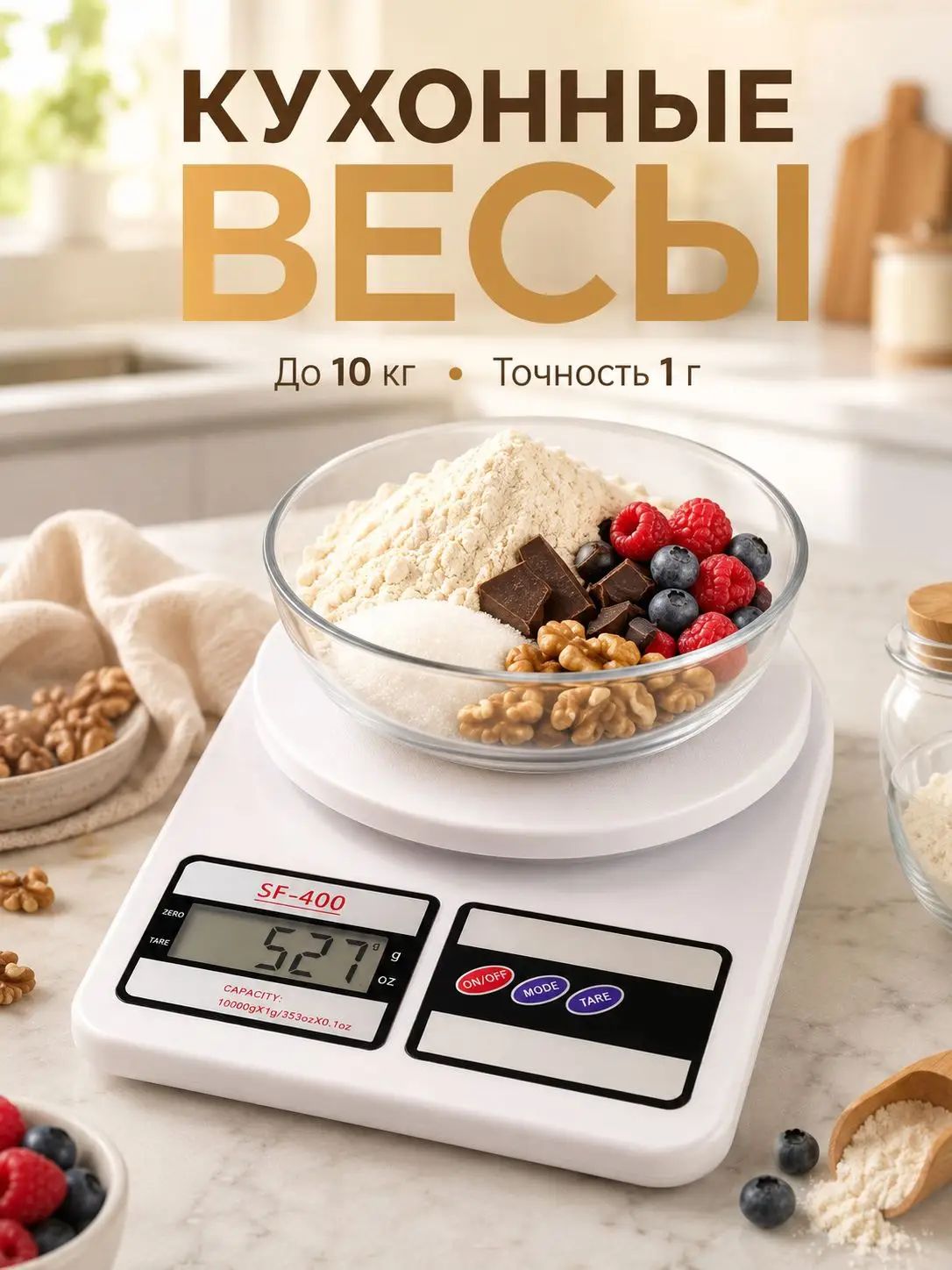 Markeal Электронные кухонные весы весы кухонные электронные, белый