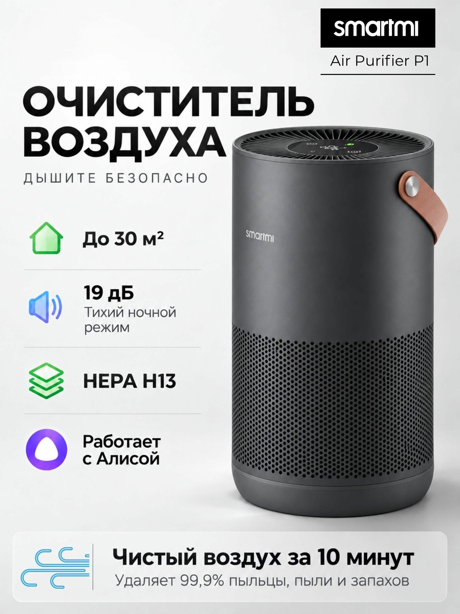 Очиститель воздуха Smartmi Air Purifier P1 темно-серый