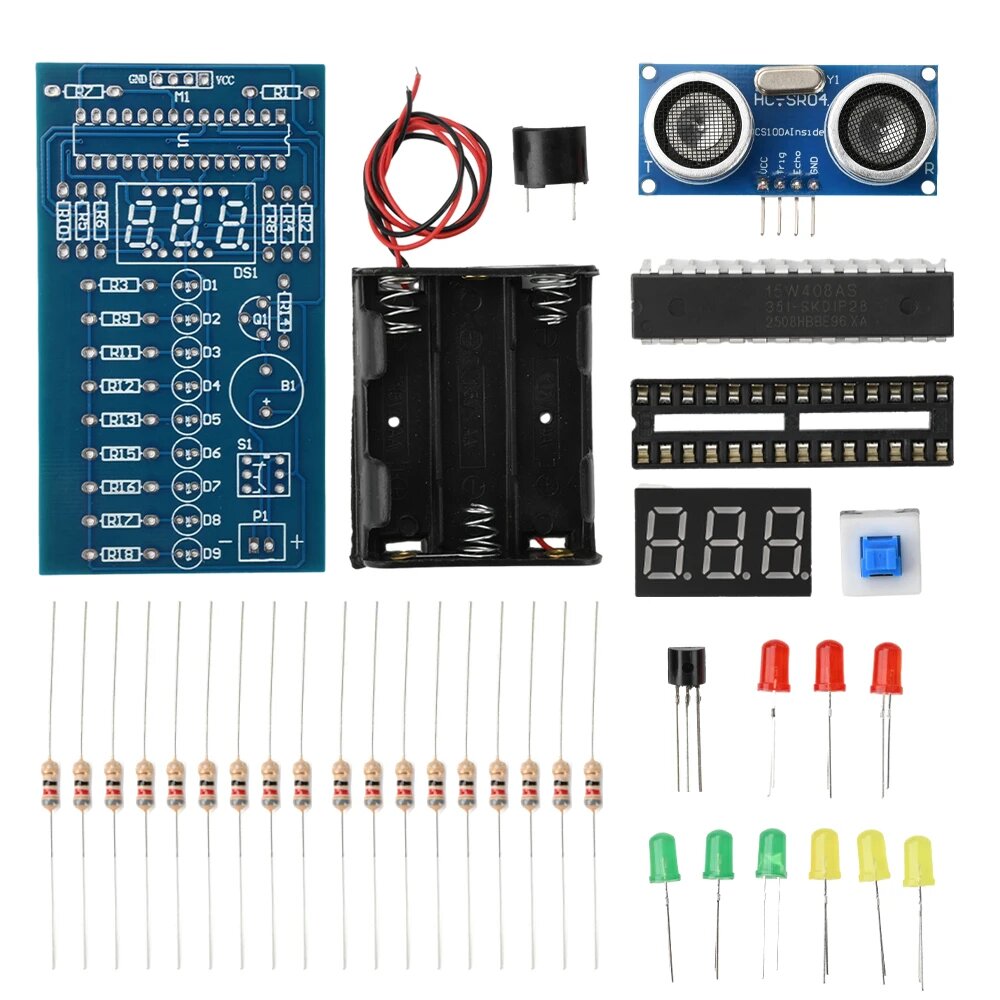 DIY комплект ультразвуковой дальномерной сигнализации DC 4,5-6 В ультразвуковой модуль измерения расстояния со светодиодной подсветкой комплект для практики пайки, DIY kits