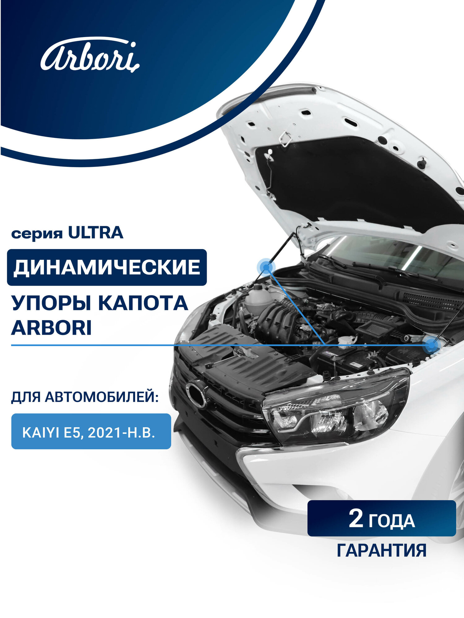 Упоры капота для KAIYI E5, 2021-, к-т 2 шт / Каию Е5