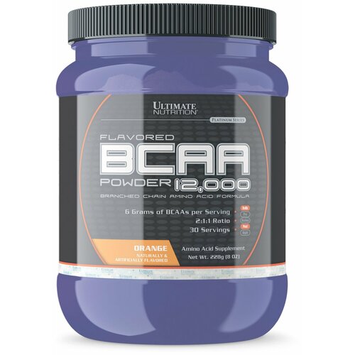 BCAA для спортсменов, Ultimate Nutrition, BCAA 12000, апельсин, 228 гр.