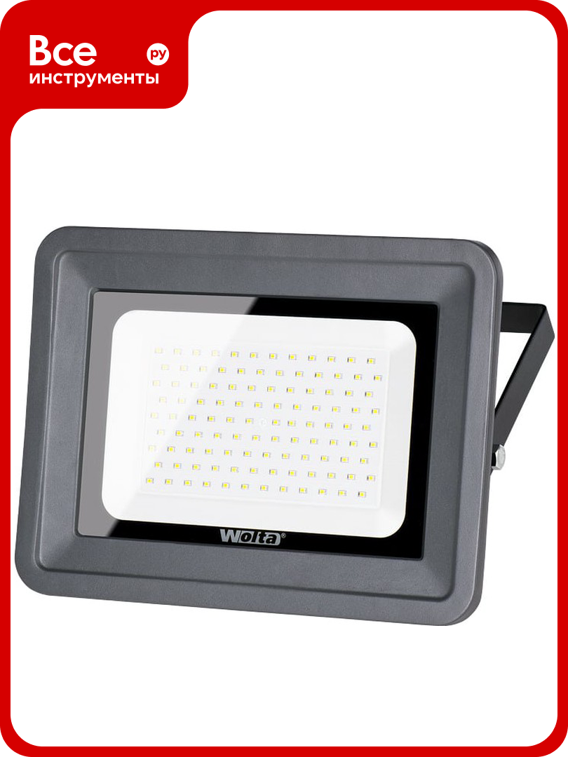 Светодиодный прожектор Wolta 5700K холодный белый свет 100Вт IK08 SMD IP 65 серый WFL-100W/06