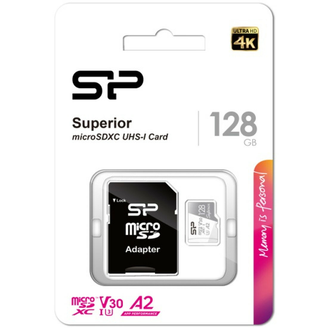 Карта памяти Silicon Power micro SDXC 128Gb Superior UHS-I U3 V30 A2 + ADP (100/80 Mb/s)
