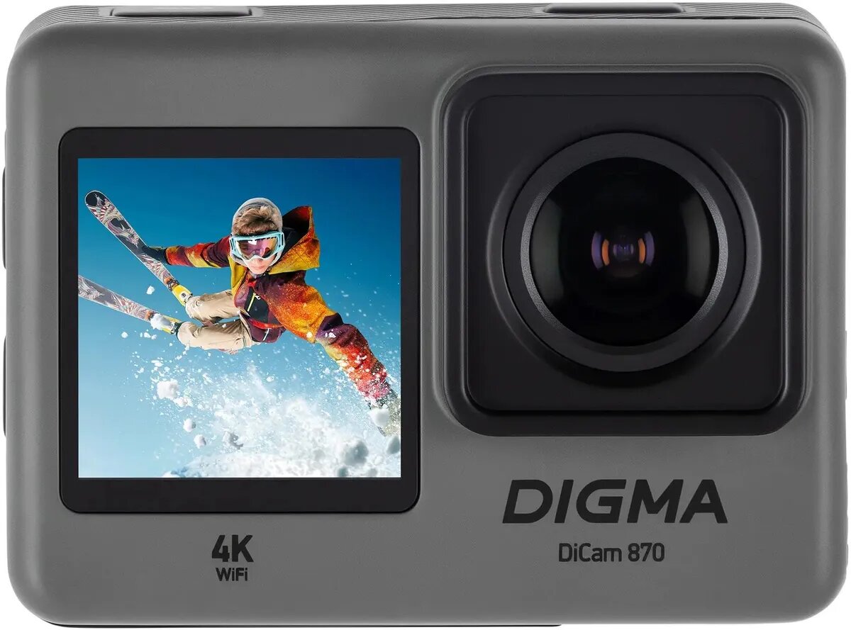 Экшн-камера Digma DiCam 870 4K, WiFi, серый [dc870]