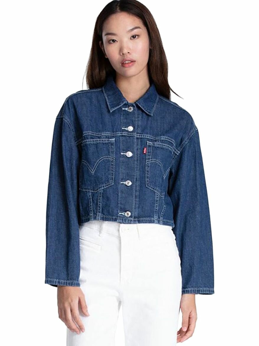 Куртка джинсовая Levi's Women Cropped Cool Trucker Jacket, размер XXS, синий
