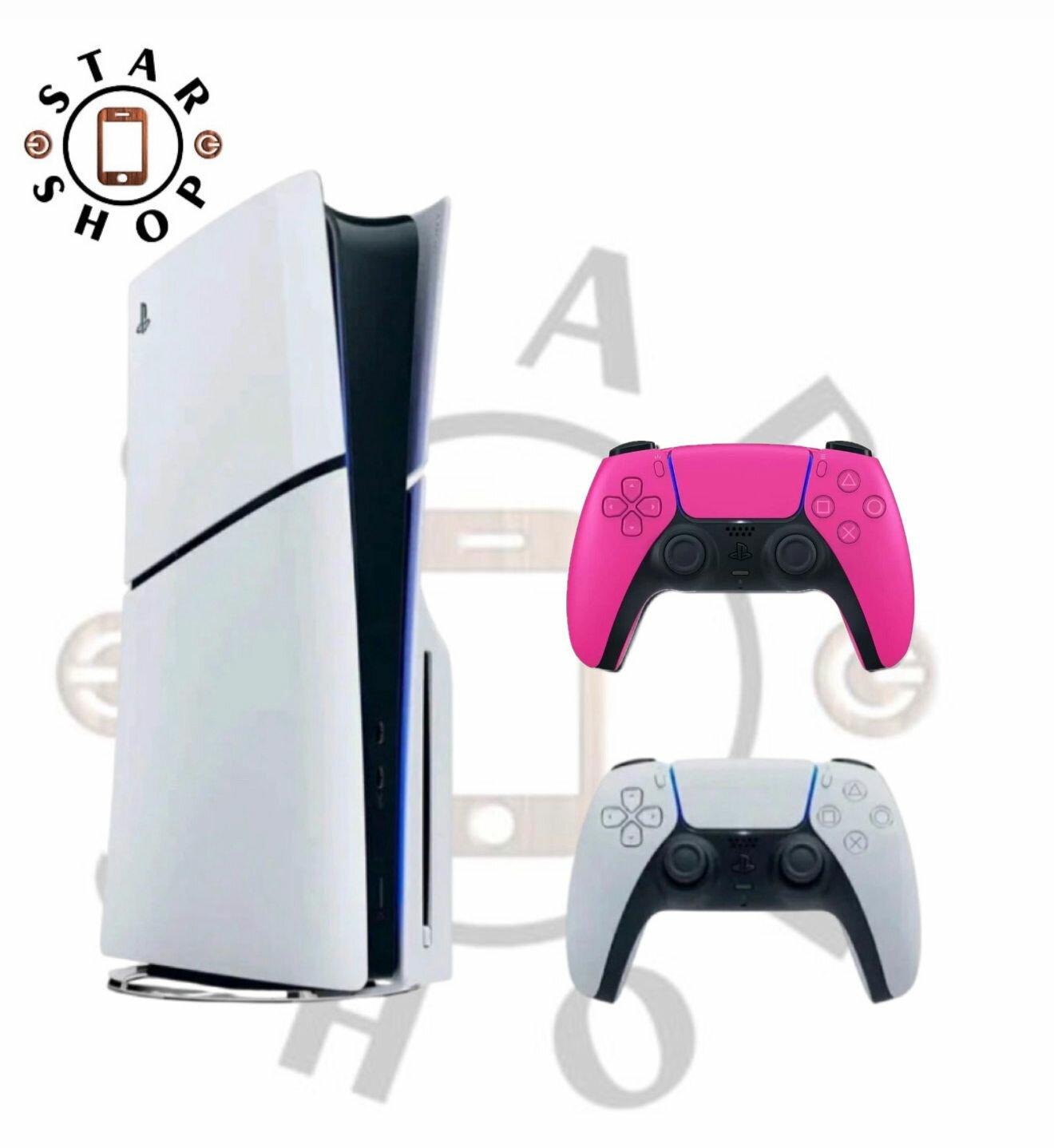Игровая консоль PlayStation 5 Slim с дисководом + 2-й геймпад розовый, 1Тб