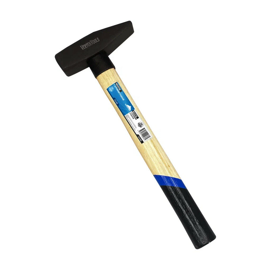 Слесарный молоток vertextools 200 г квадратный боек деревянная рукоятка 10-15-200