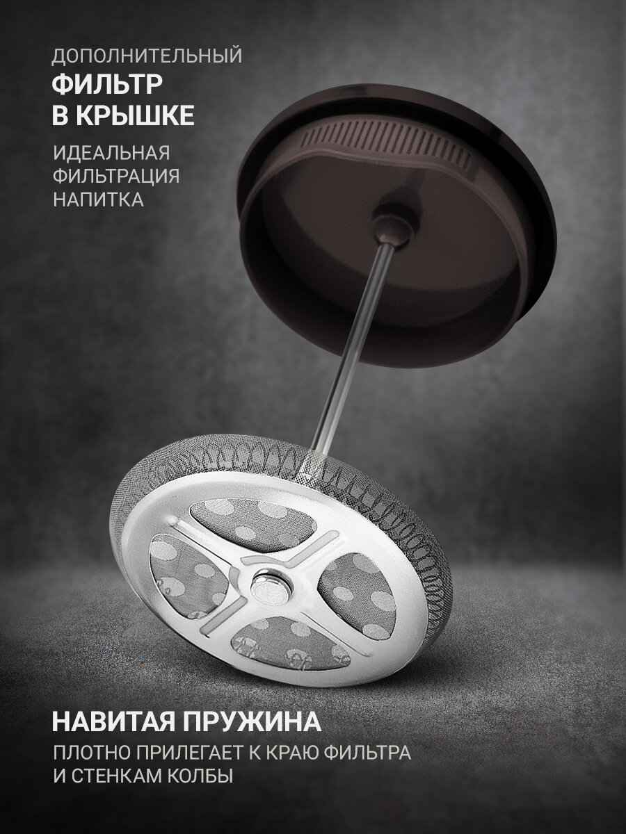 Френч-пресс заварочный TalleR TR-32326 Лукас 1000 мл, боросиликатное стекло — фото 1