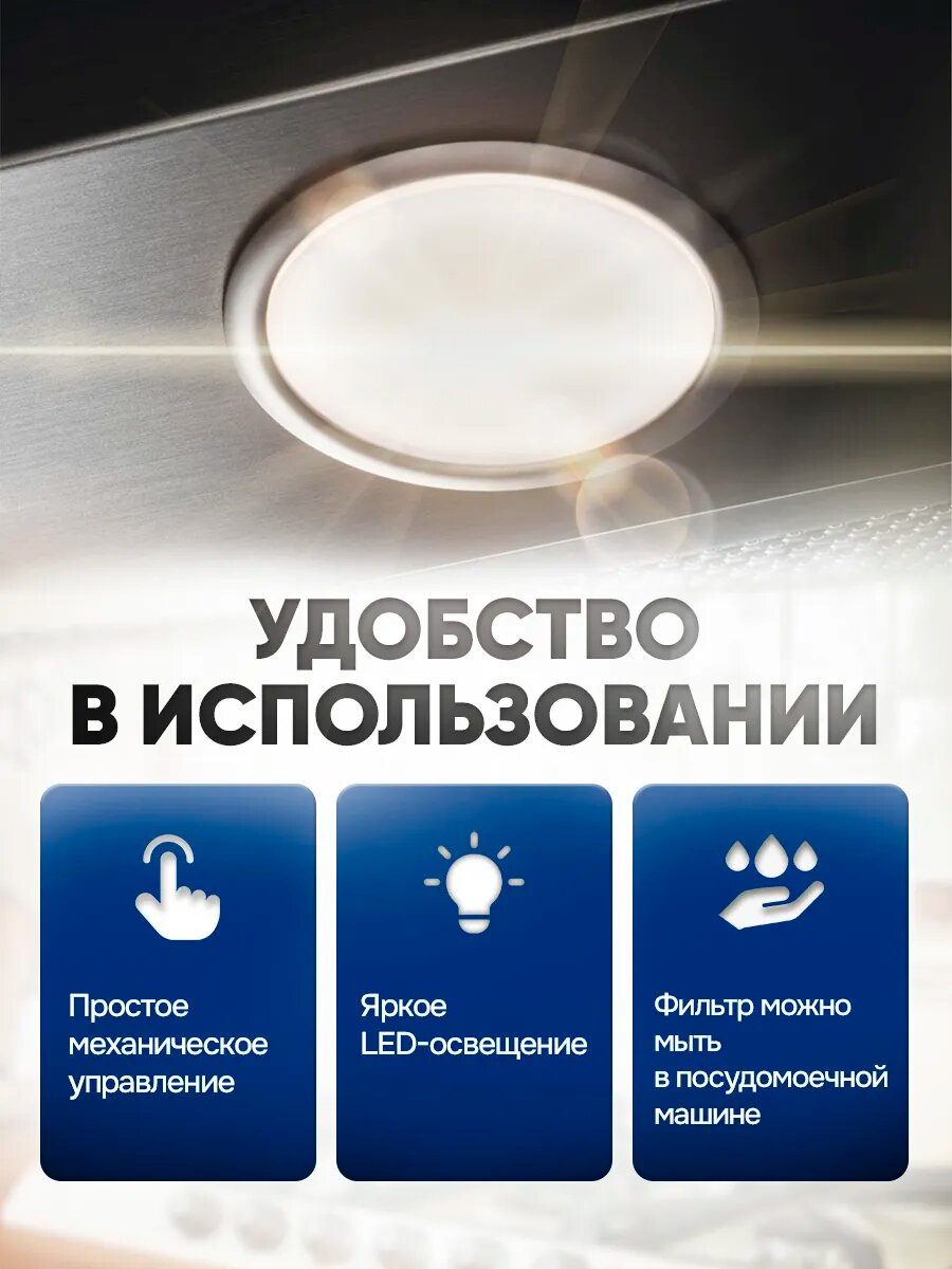 Встраиваемая вытяжка кухонная Electrolux LFG615X, 300Вт, Серая — фото 1