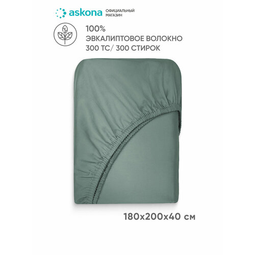 Простыня на резинке Askona (Аскона) Comfort Tencel 180x200, Зеленый чай