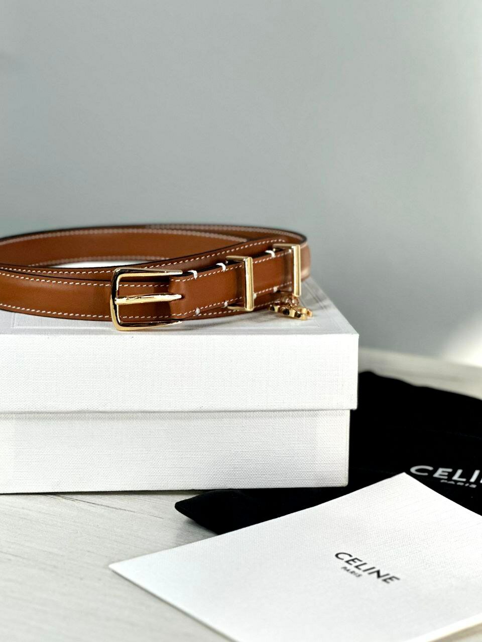 Ремень CELINE для девочек и женщин, коричневый — фото 1