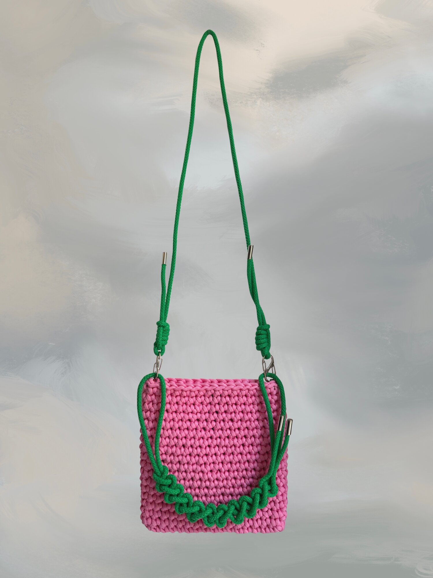 Сумка кросс-боди BUNN:SHEE, фактура вязаная, розовый/зеленый
