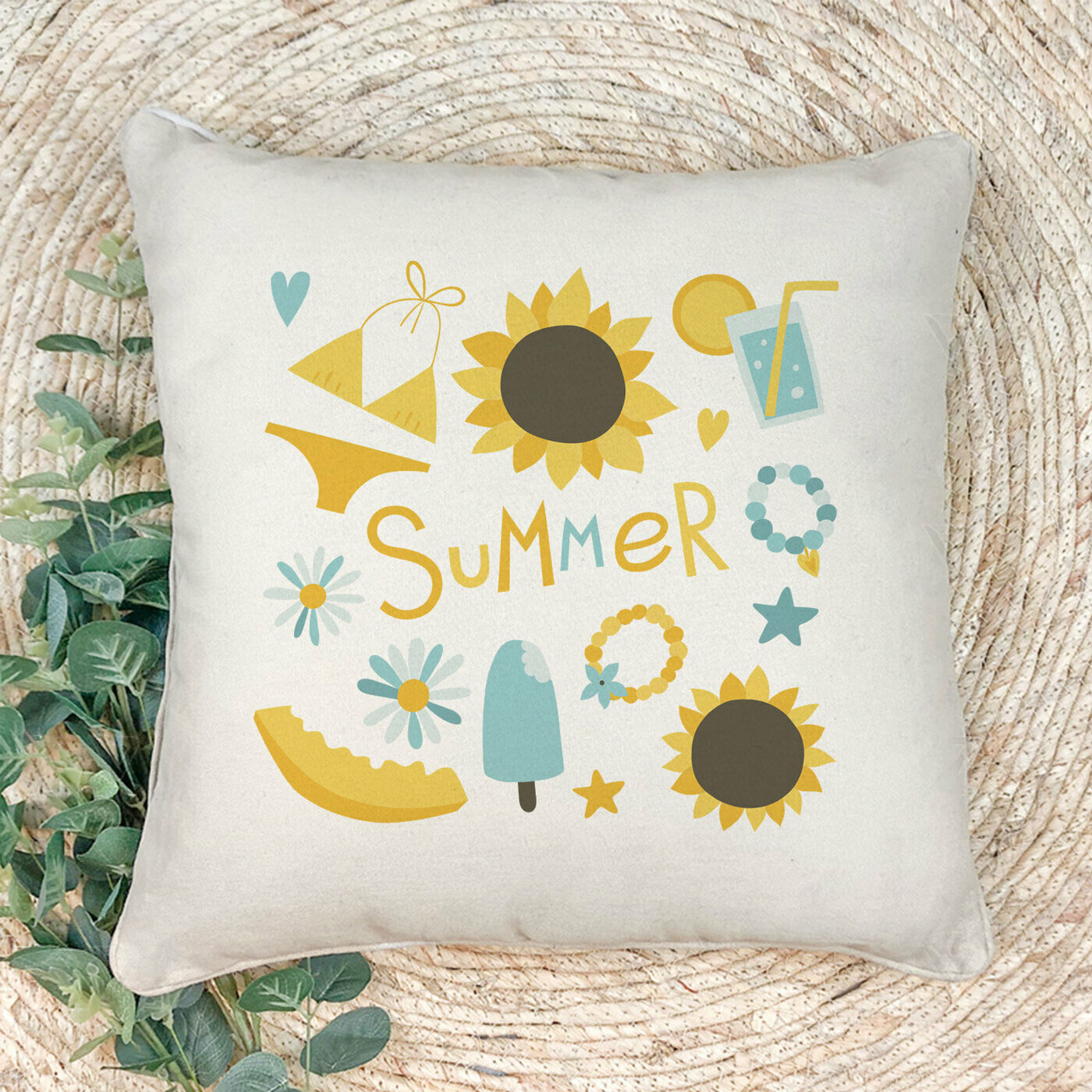 Наволочка для декоративной подушки Gerasim "SUMMER SET2", 41х41 см, эко-ткань хлопок/полиэфир