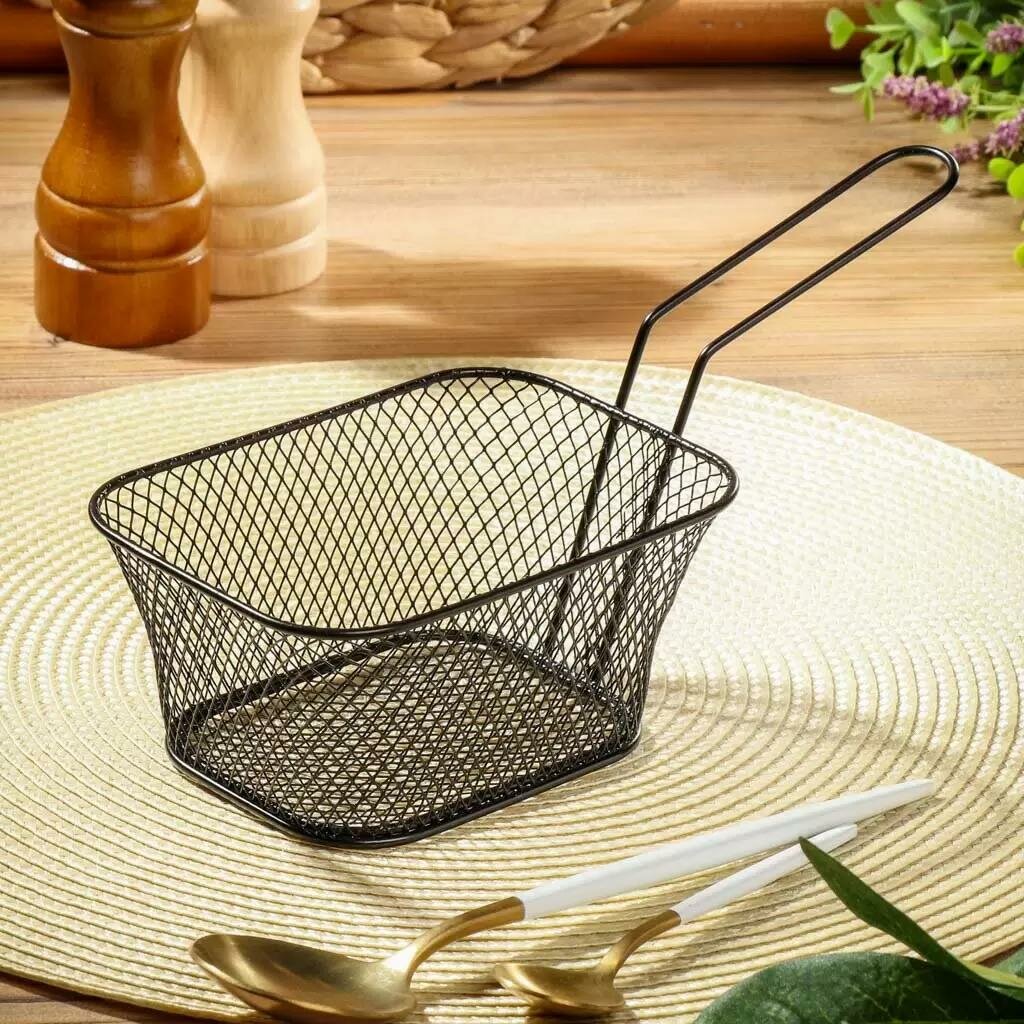 Фритюрница КНР квадратная, из нержавеющей стали, 14х10,5х6,5 см