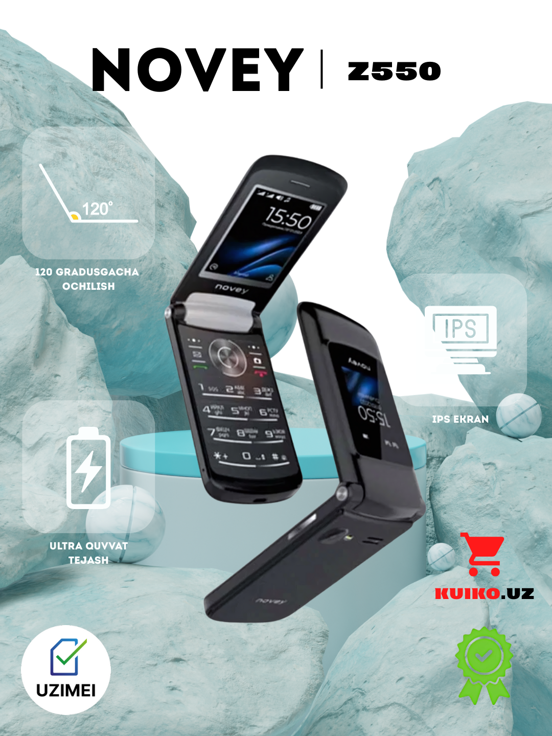 Кнопочный мобильный телефон Novey Z550 c 2 - SIM слотами, черный
