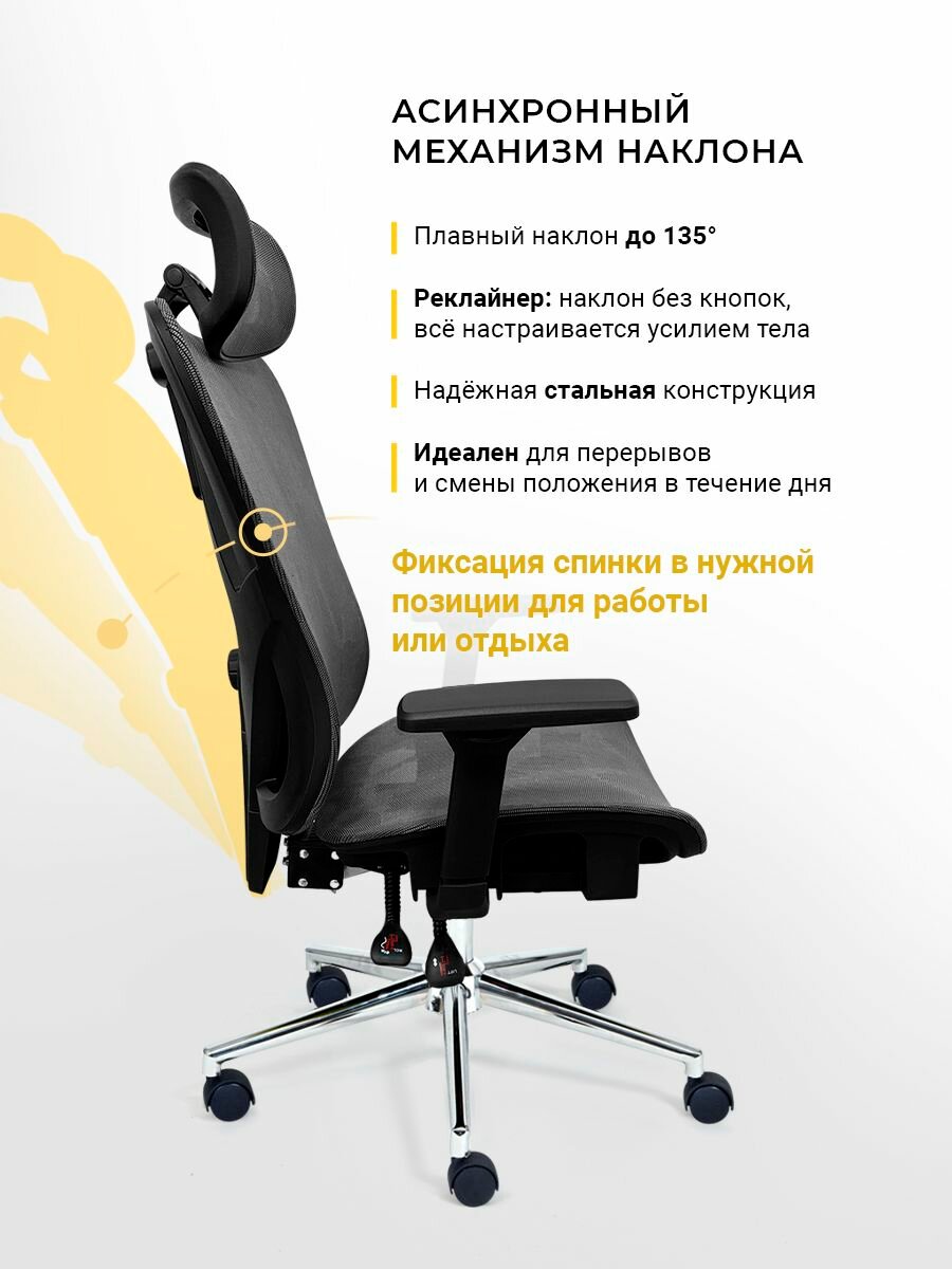 Компьютерные Кресла Xiaomi Рабочее компьютерное кресло на колесиках для руководителя myroo Office Agenda W2028-GB серое в сетку. Взрослый крутящийся офисный стул с ортопедической спинкой для работы за компьютером ПК