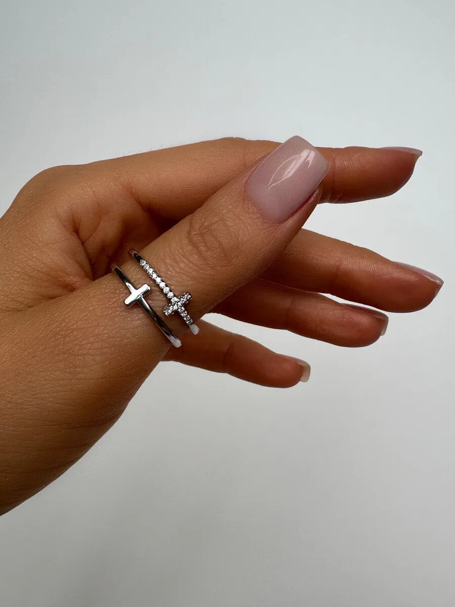 Кольцо, кристалл, циркон, белый, серый — фото 1