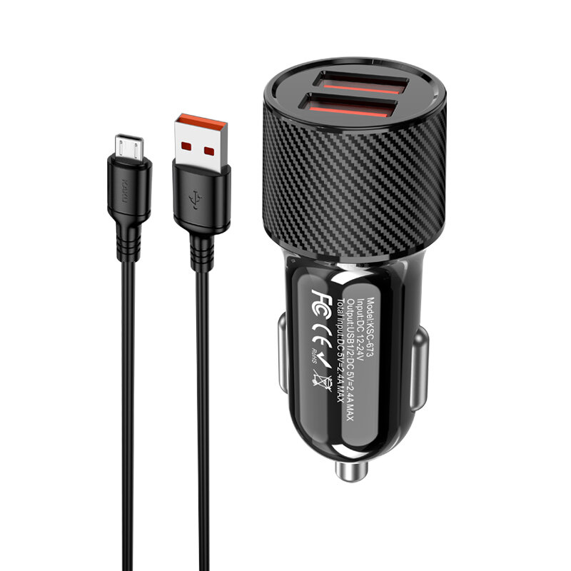 Автомобильное зарядное устройство KAKUSIGA KSC-673 V8, с USB-портами, черный