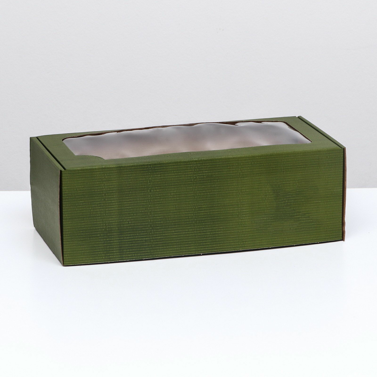 Коробка самосборная с окном хаки 16 x 35 x 12 см вид: контейнер с неразъёмной крышкой 5 шт.