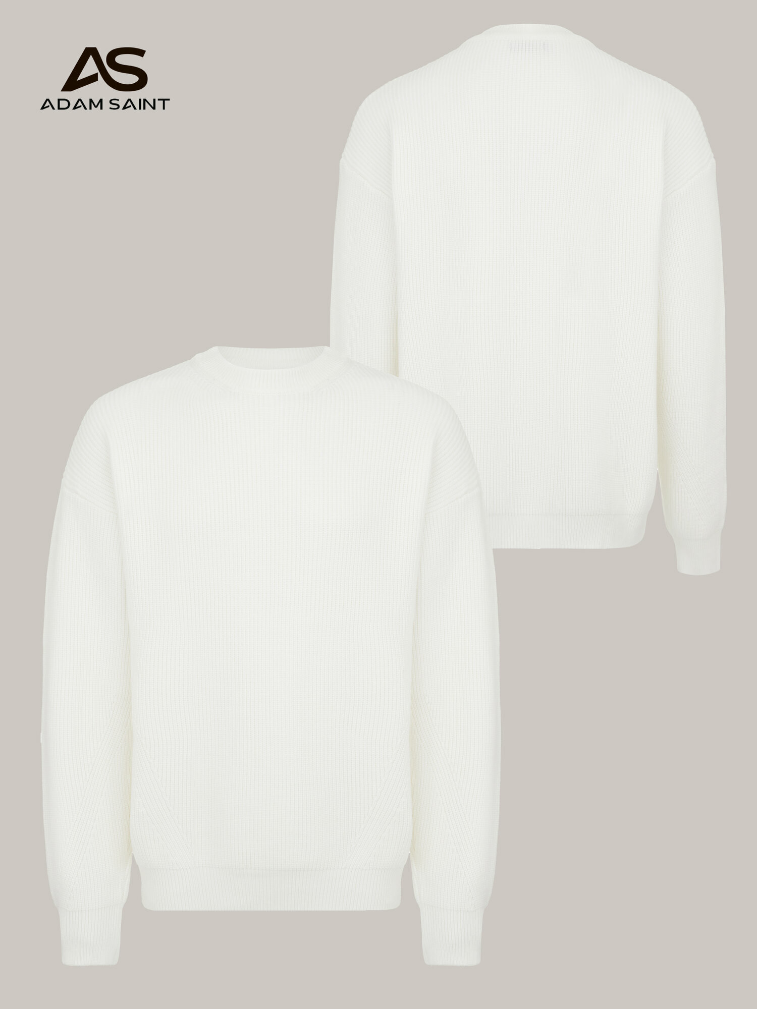Свитер Adam Saint вязаный теплый, размер L-XL, , белый — фото 1