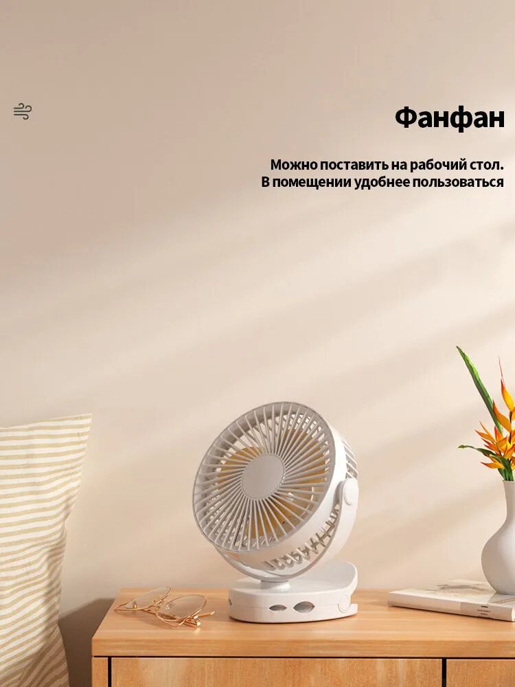 Настольный вентилятор, мощность 3Вт, питание от USB/от сети — фото 1