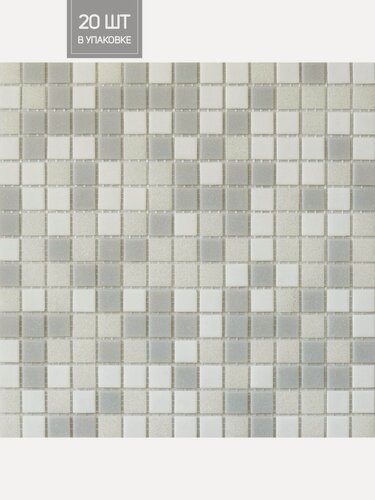Изображение товара Elada Mosaic Плитка мозаика MC101 серый микс, коробка, 20 матриц, 2,14 м2, 32.7 см x 32.7 см, размер чипа: 20x20 мм