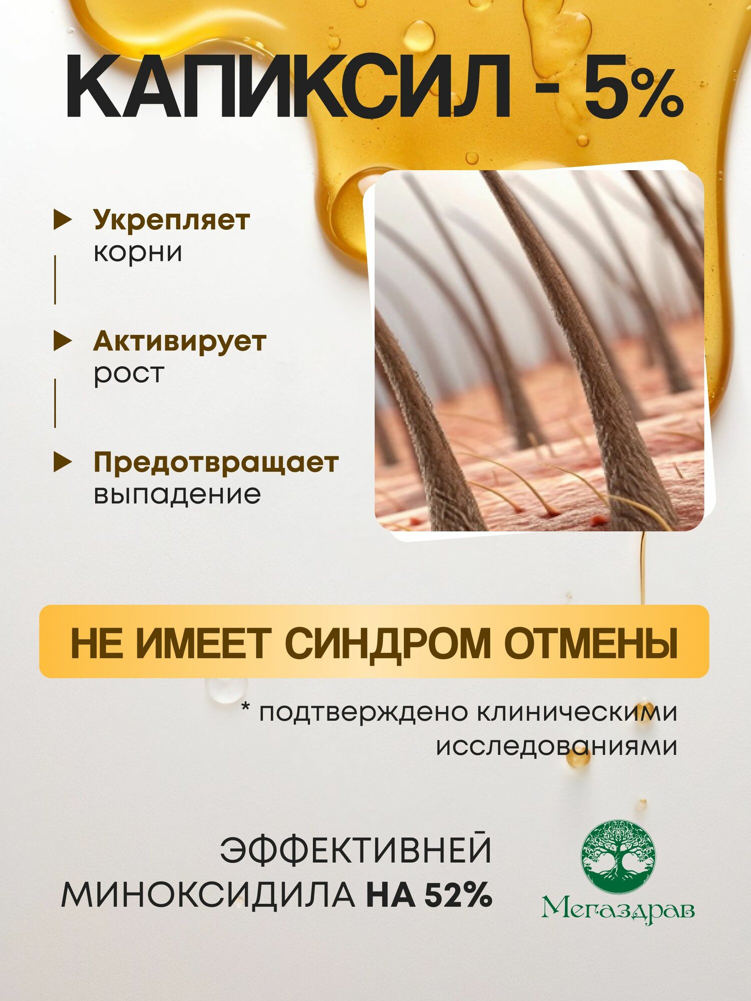 Сыворотка для роста волос, бороды, бровей, усов мужчин Капиксил 5%/ лосьон от выпадения волос/ средство против облысения женщин — фото 1
