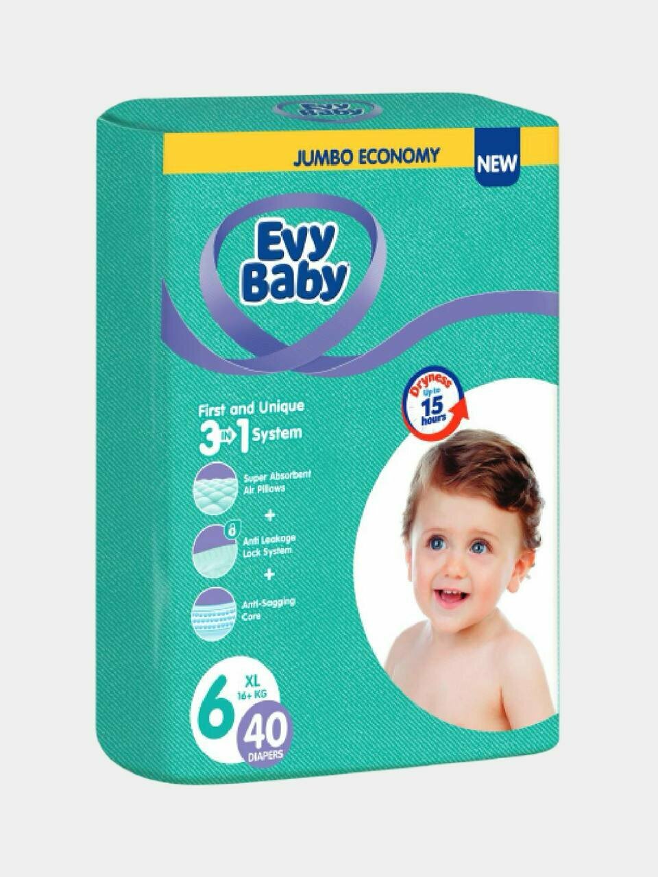Подгузники Evy Baby с липучкой, 6, 40 штук, 16+ кг