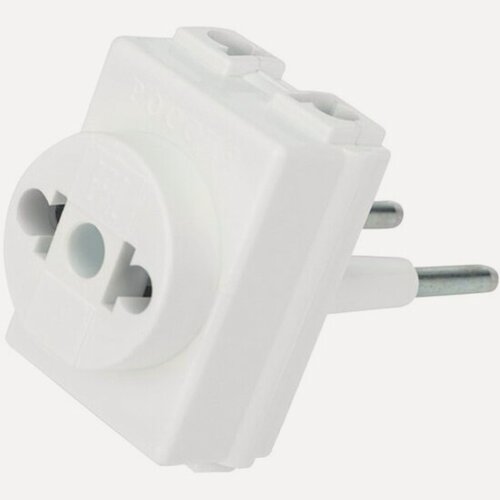 Изображение товара Адаптер сетевой (переходник) Rexant с Евро А/F на тонкую вилку С1 «Козья ножка» 10А б/з