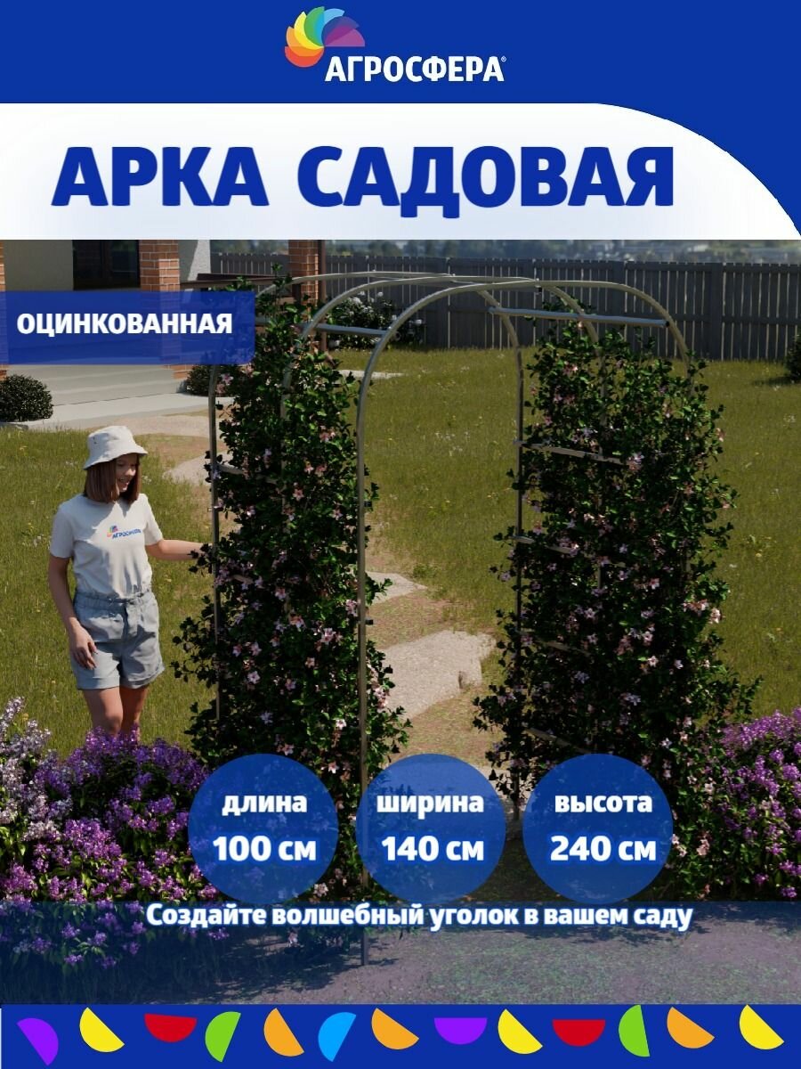 Садовая арка Агросфера оцинкованная труба 15х15 мм длина 100 см