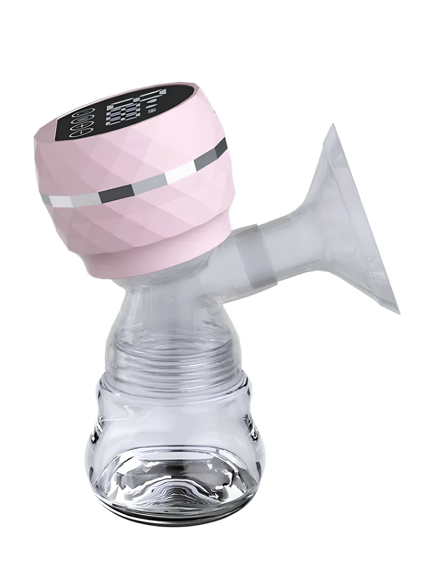 Молокоотсос электрический легкий с дисплеем розовый двухфазное сцеживания