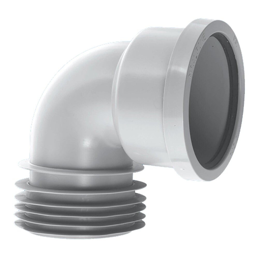 Колено канализационное McAlpine 110 мм угол 90° вставляется внутрь трубы 110 мм