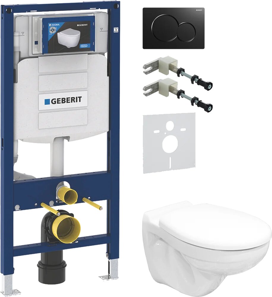 Комплект Унитаз подвесной Керамин Гранд R МЛ CDB00022814 безободковый с микролифтом / Шумоизоляция Geberit 156.050.00.1 / Инсталляция Duofix UP 320 111.300.00.5 Кнопка Sigma черная Крепления