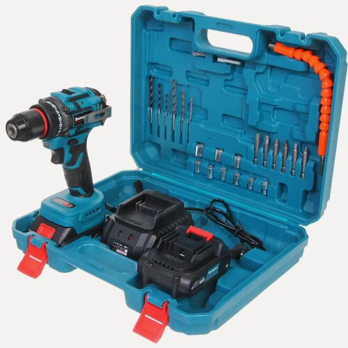 Изображение товара Дрель-шуруповерт аккумуляторная Mengtai 18В, 2,0Ач, 2 аккумулятора, ЗУ