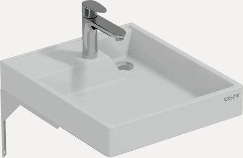 Изображение товара Раковина над стиральной машиной СаНта Юпитер 51 на кронштейнах, белая, раковина для ванной из искусственного мрамора, прямоугольная