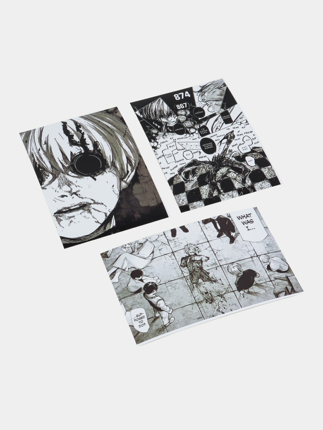 Мини постер Токийский гуль, 10 * 15см. Набор из 3х шт Постер, утонченный дизайн