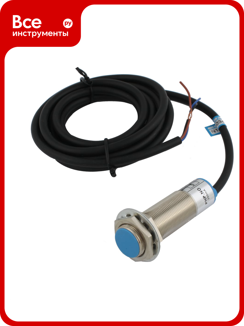 Индуктивный экранированный датчик INNOCONT M18x1 L=73 мм зона срабатывания 5 мм -25 +60 С 12…24 VDC IP65 выход: PNP NO макс. ток 200 мА кабель 2 м SL-18P5C
